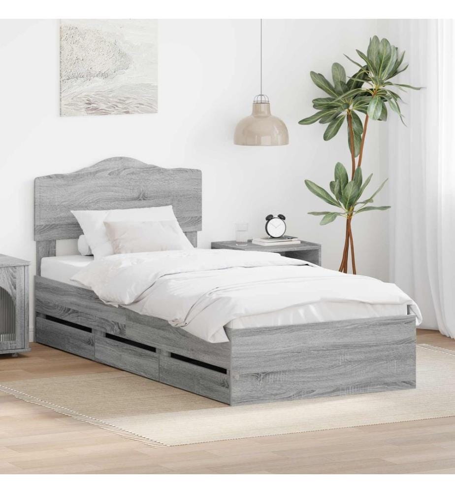 Cadre de lit Gris Sonoma 90 x 200 cm Bois Ingénierie