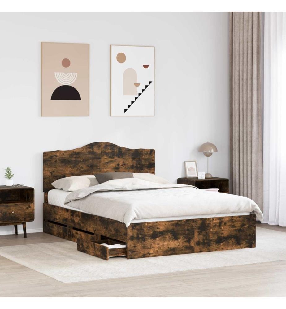 Bettrahmen Geräucherte Eiche 160 x 200 cm Ingenieurs Holz
