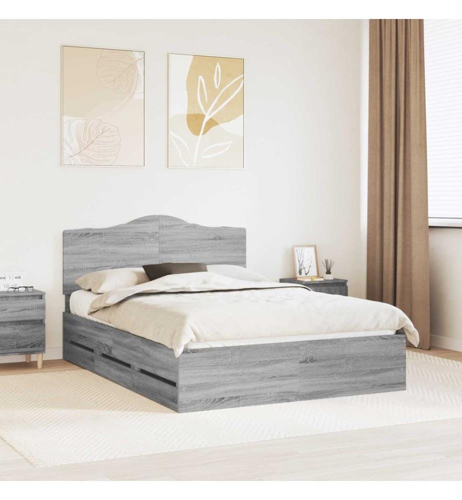 Cadre de lit Gris Sonoma 150 x 200 cm Bois Ingénierie