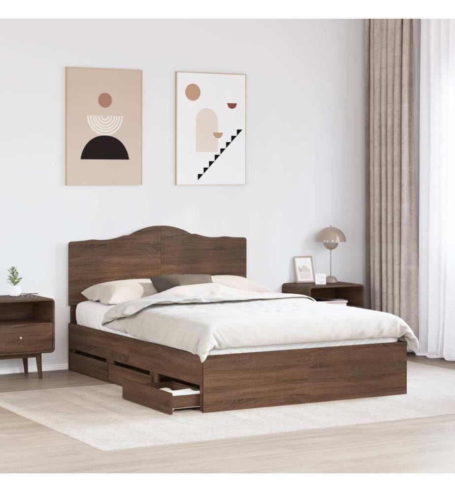 Bettrahmen Braun Eichen-Optik 150 x 200 cm Ingenieurs Holz