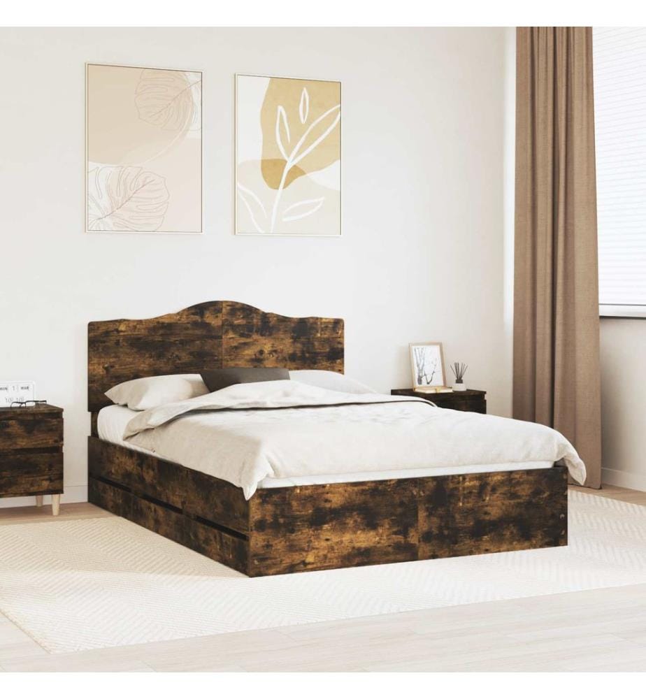Bettrahmen Geräucherte Eiche 140 x 190 cm Ingenieurs Holz
