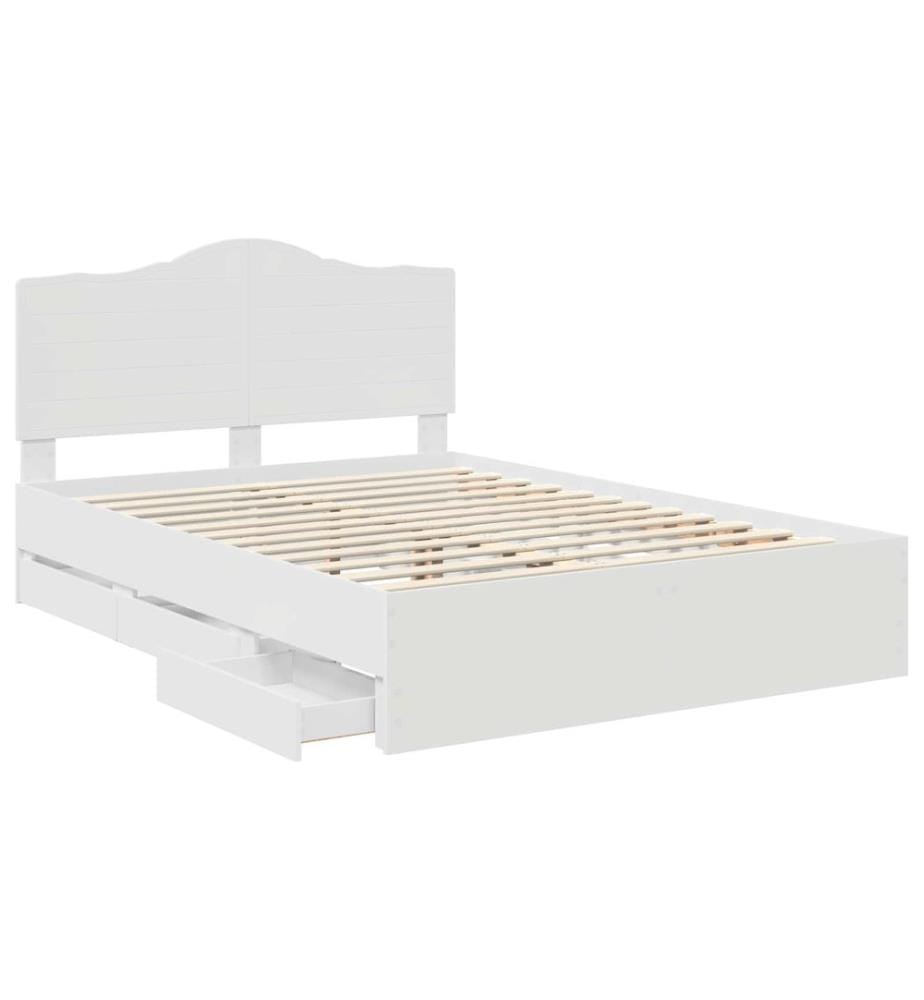 Cadre de lit avec tiroir Blanc 140 x 200 cm Bois Ingénierie