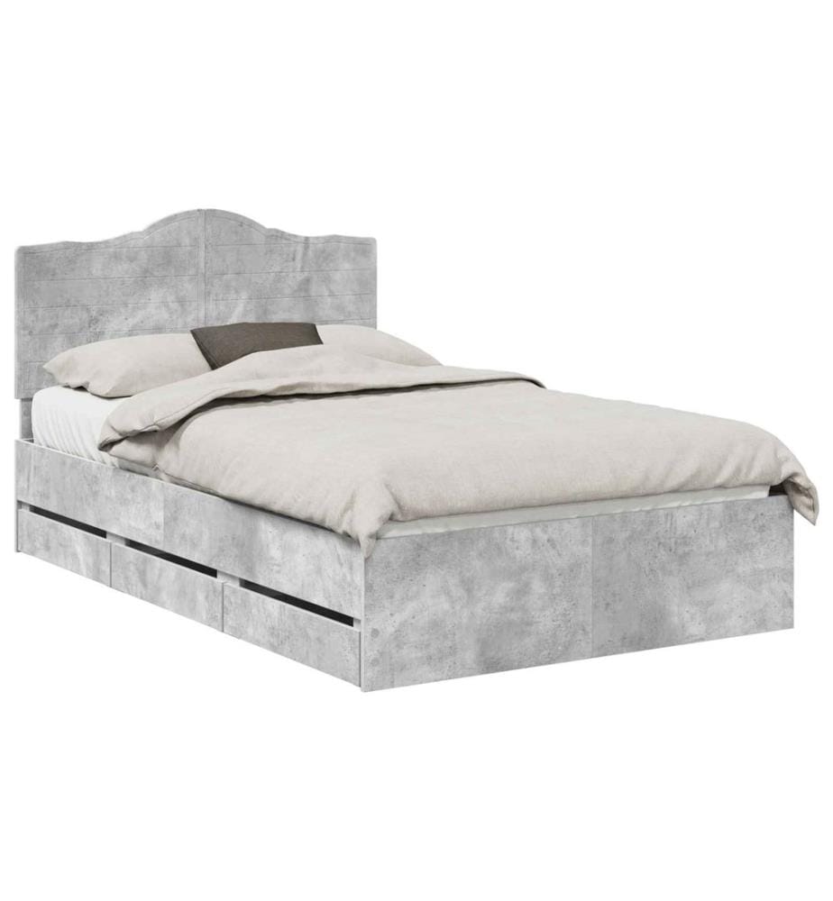 Cadre de lit Gris béton 135 x 190 cm Bois Ingénierie