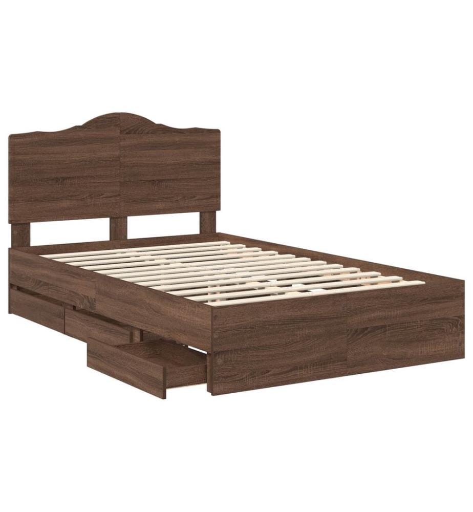 Bettrahmen Braun Eichen-Optik 135 x 190 cm Ingenieurs Holz