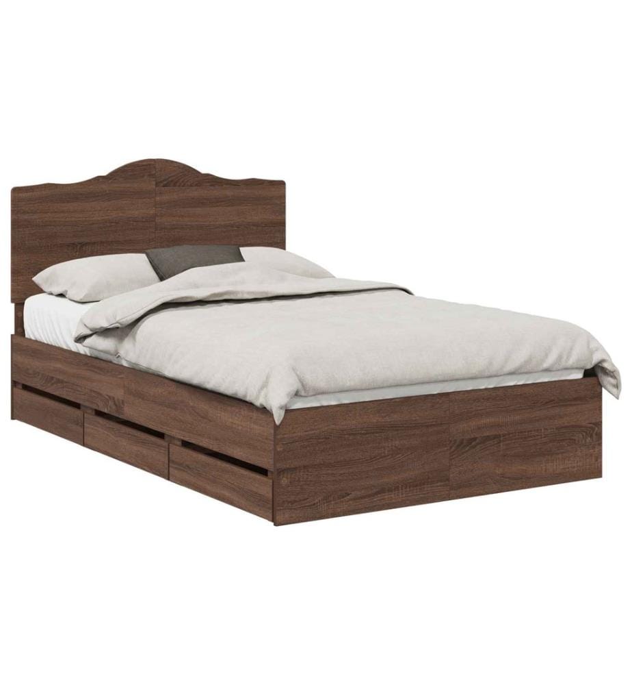 Bettrahmen Braun Eichen-Optik 120 x 200 cm Ingenieurs Holz