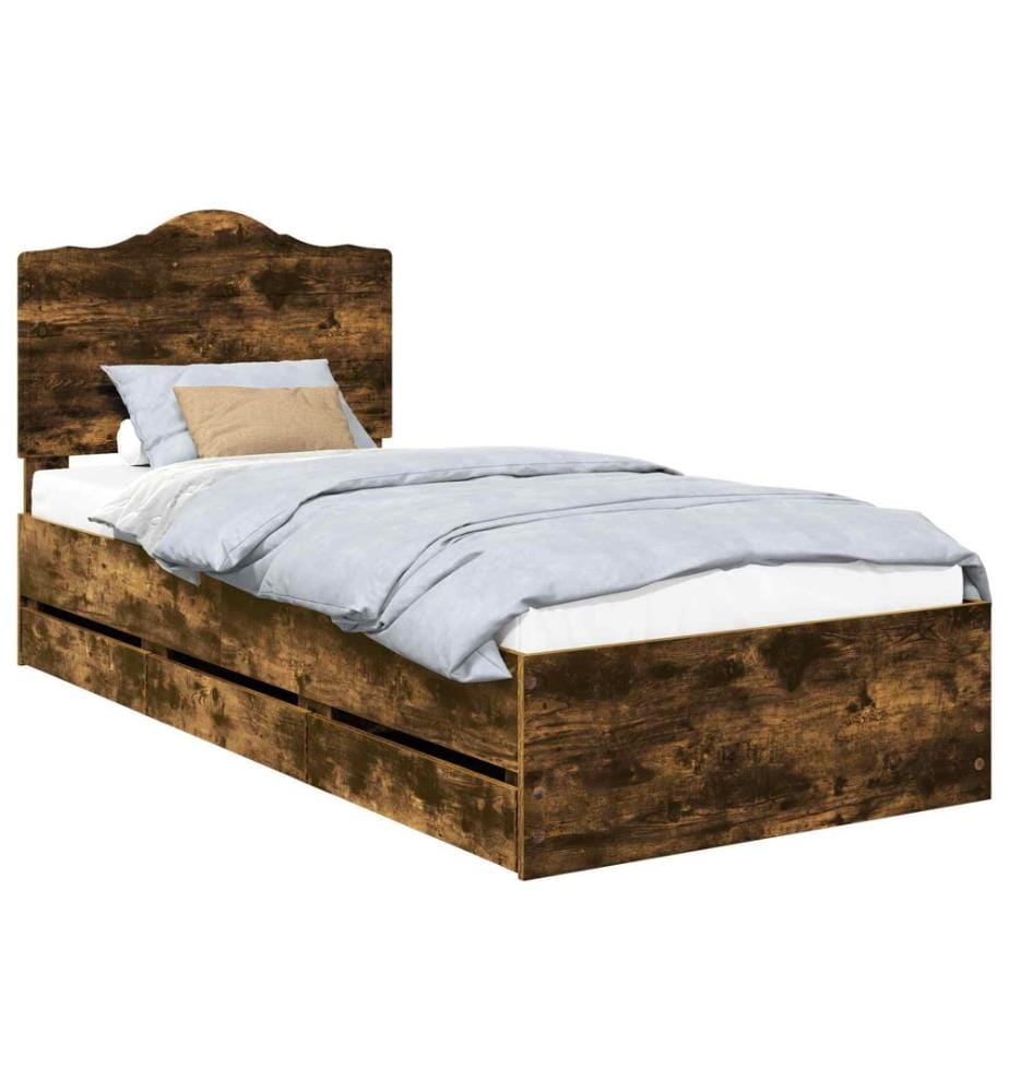 Bettrahmen Geräucherte Eiche 90 x 190 cm Ingenieurs Holz