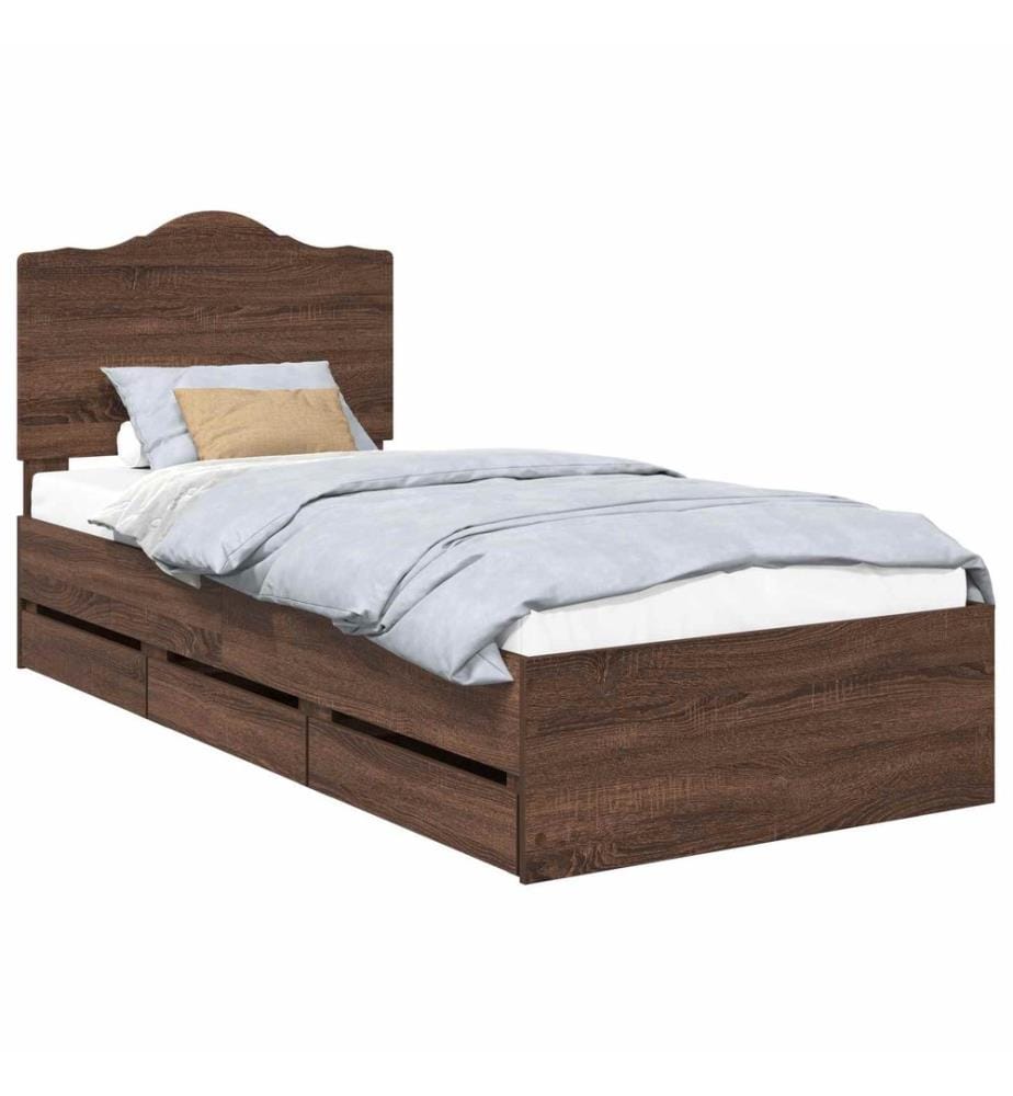 Bettrahmen Braun Eichen-Optik 90 x 200 cm Ingenieurs Holz