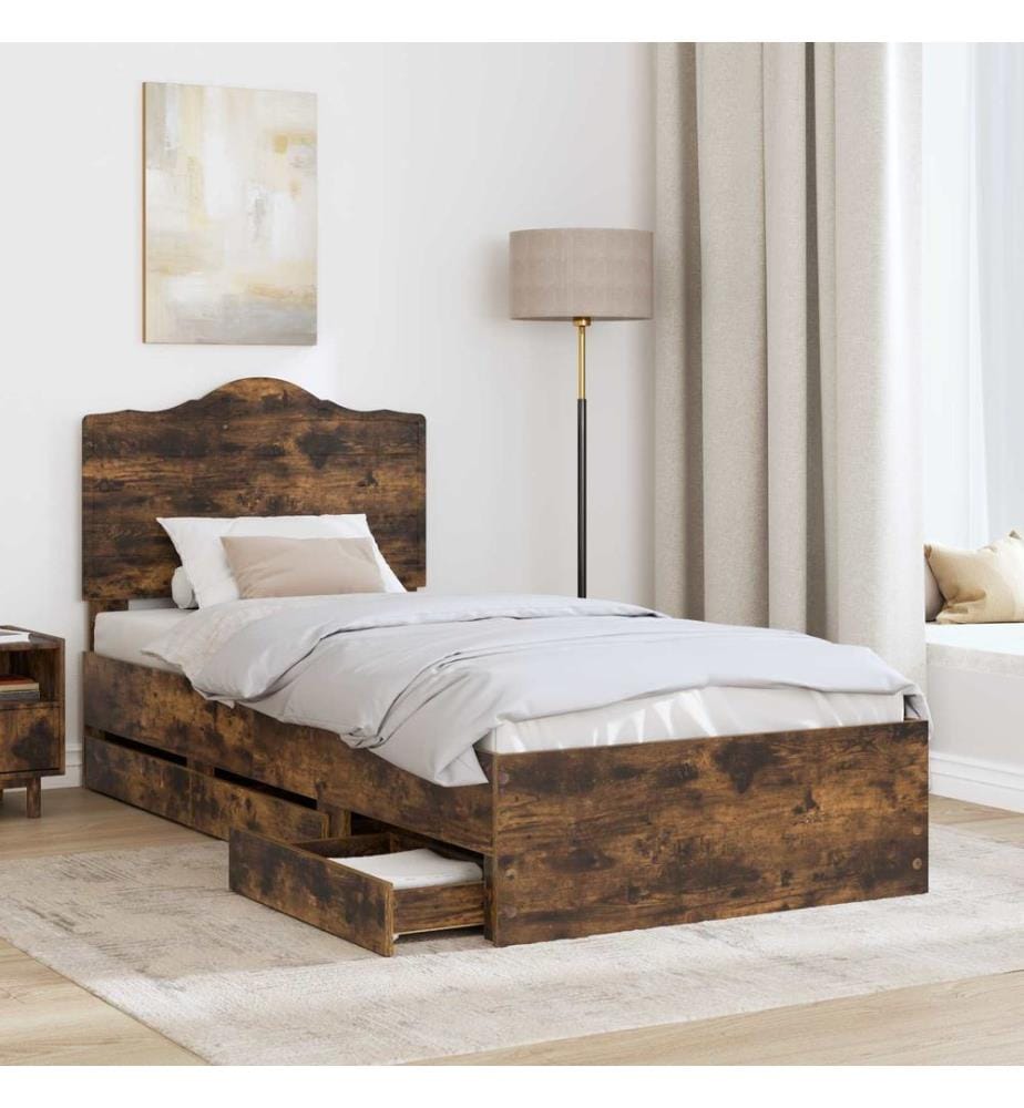 Bettrahmen Geräucherte Eiche 75 x 190 cm Ingenieurs Holz
