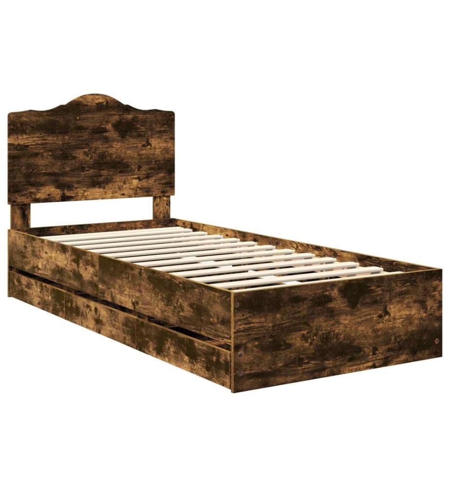 Bettrahmen Geräucherte Eiche 75 x 190 cm Ingenieurs Holz