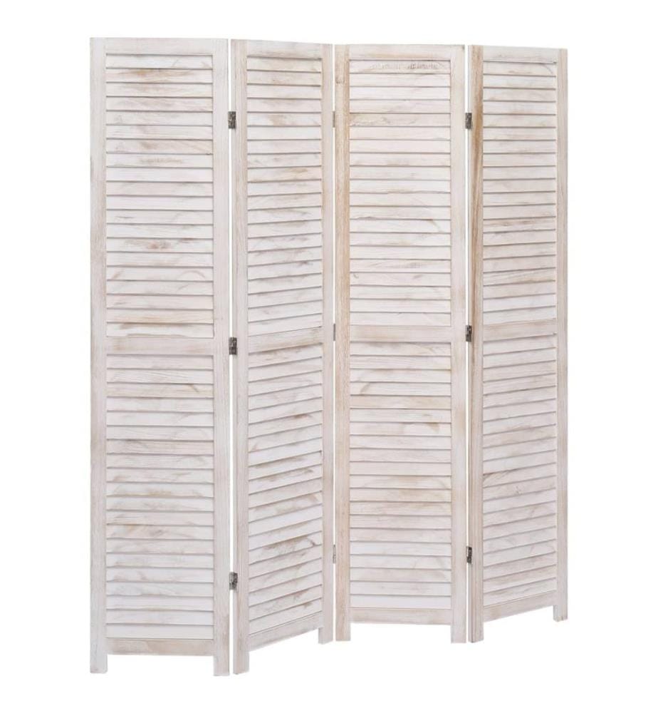 4-tlg. Raumteiler Weiss 140×165 cm Holz