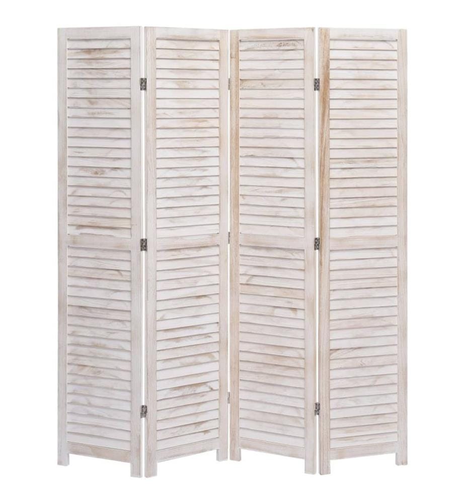 4-tlg. Raumteiler Weiss 140×165 cm Holz
