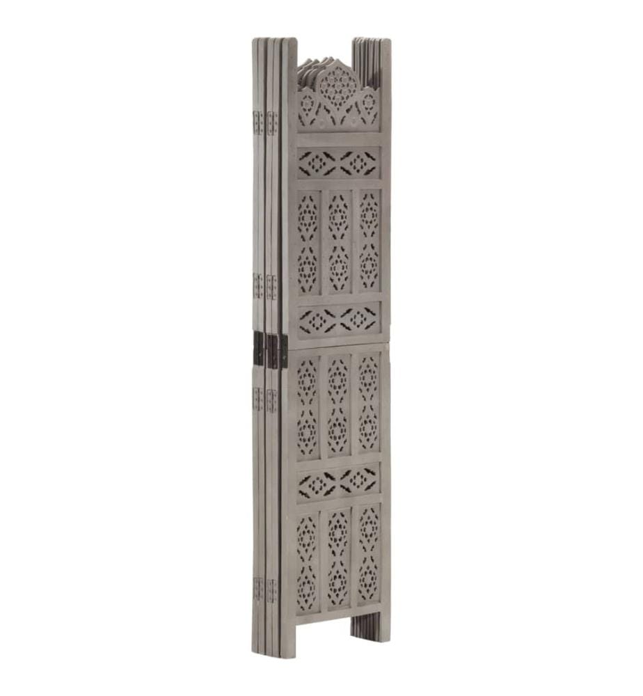Cloison de séparation 5 panneaux Gris 200x165 cm Bois manguier