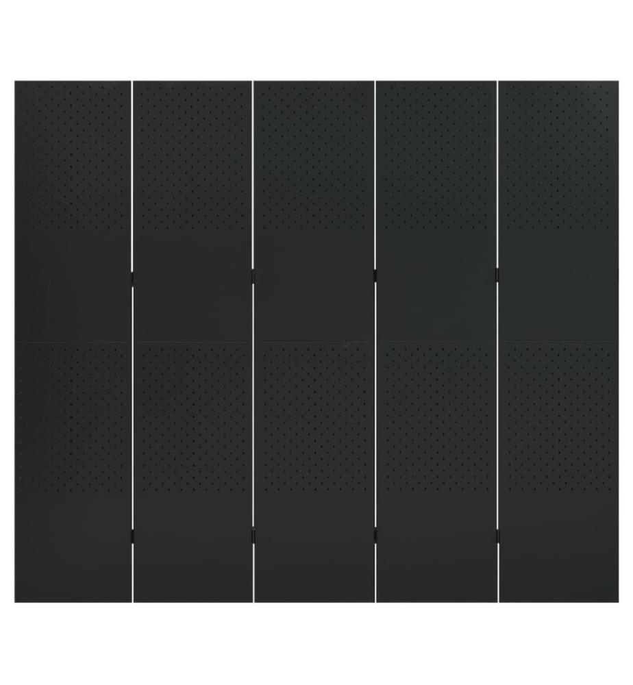 Cloisons de séparation 5 panneaux 2 pcs Noir 200x180 cm Acier
