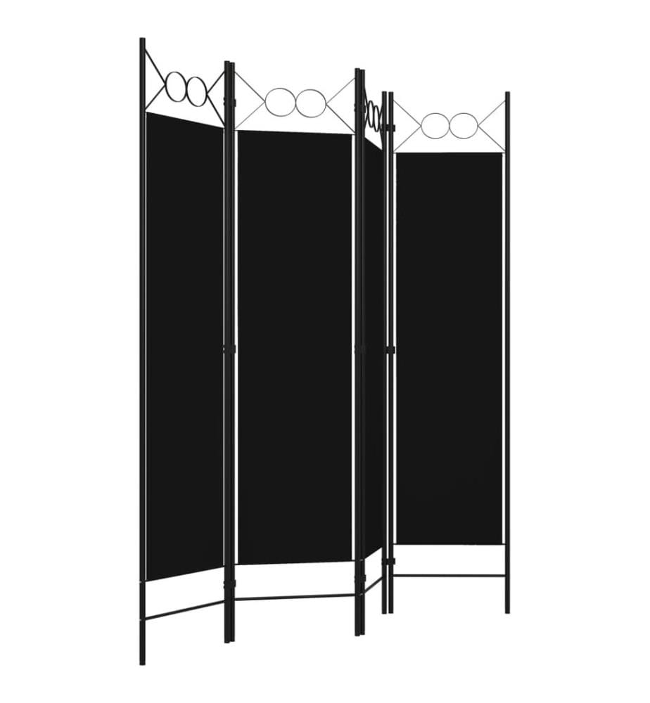 4-tlg. Raumteiler Schwarz 160 x 180 cm