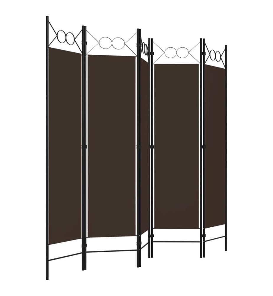 5-tlg. Raumteiler Braun 200 x 180 cm