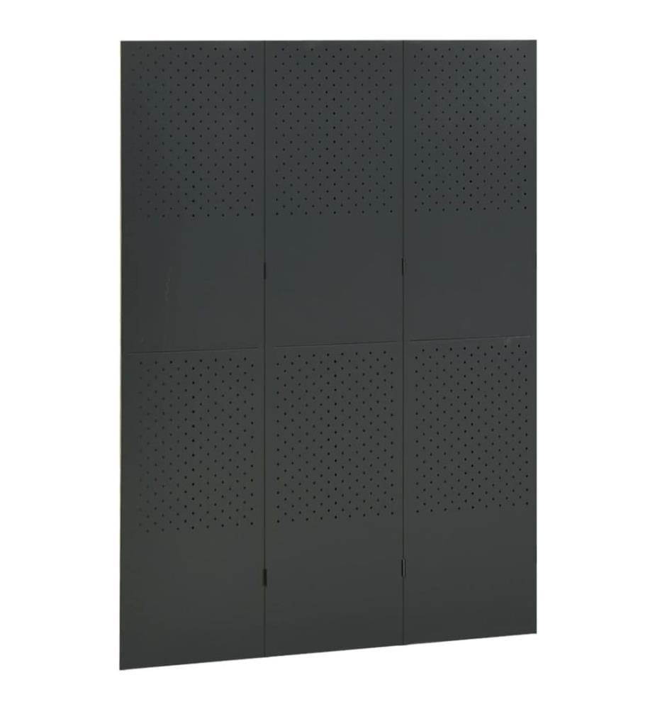 3-tlg. Raumteiler Anthrazit 120x180 cm Stahl