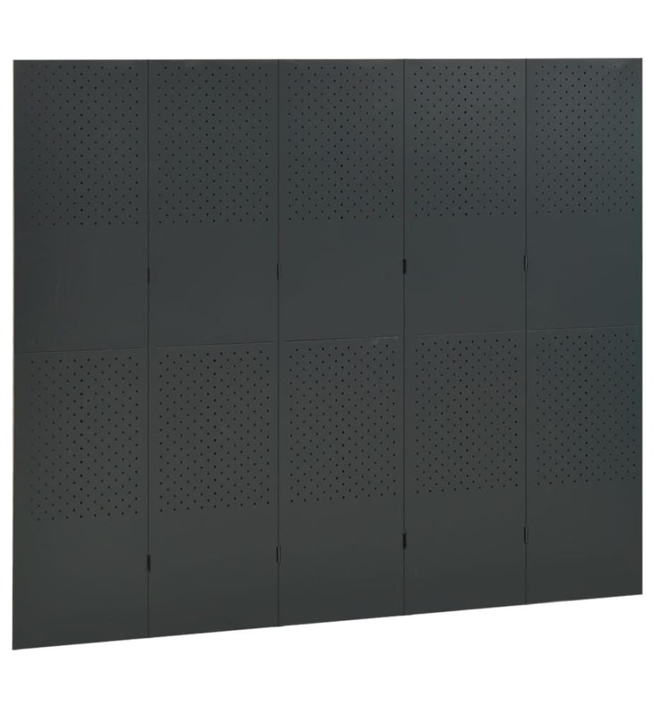 5-tlg. Raumteiler Anthrazit 200x180 cm Stahl