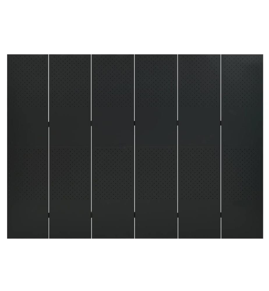 6-tlg. Raumteiler Schwarz 240x180 cm Stahl