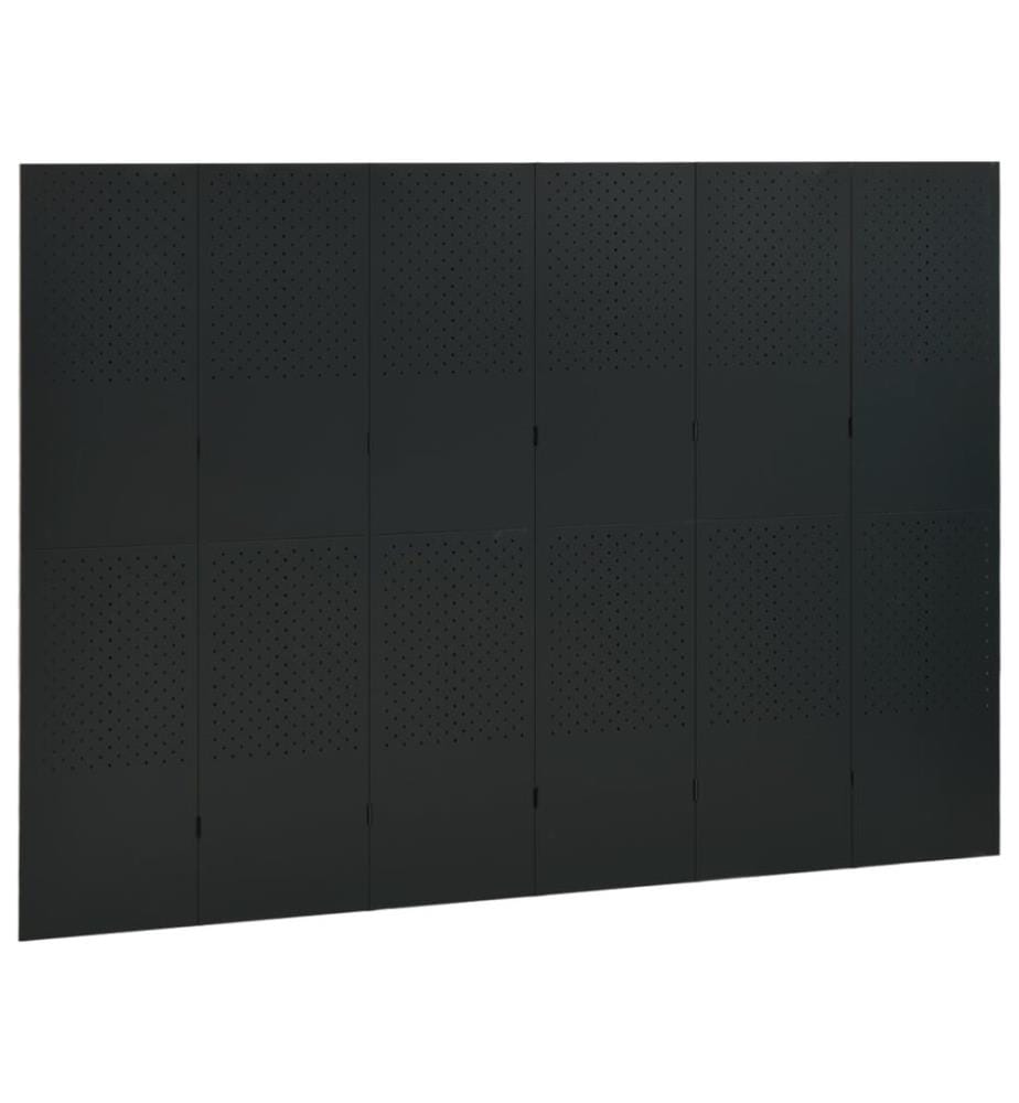 6-tlg. Raumteiler Schwarz 240x180 cm Stahl