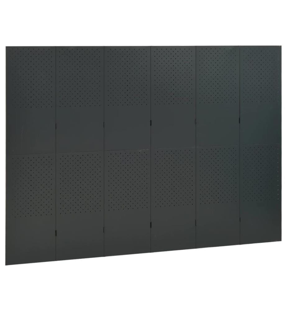 6-tlg. Raumteiler Anthrazit 240x180 cm Stahl