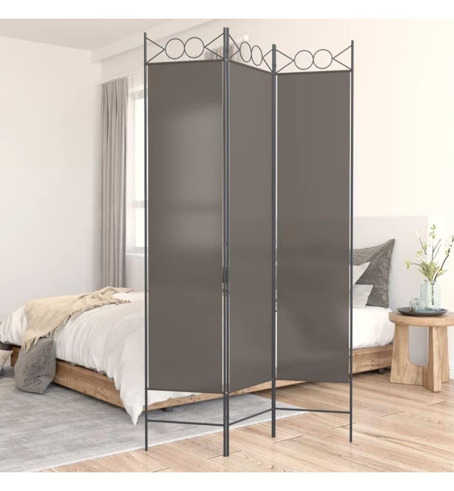 3-tlg. Paravent Anthrazit 120x200 cm Stoff