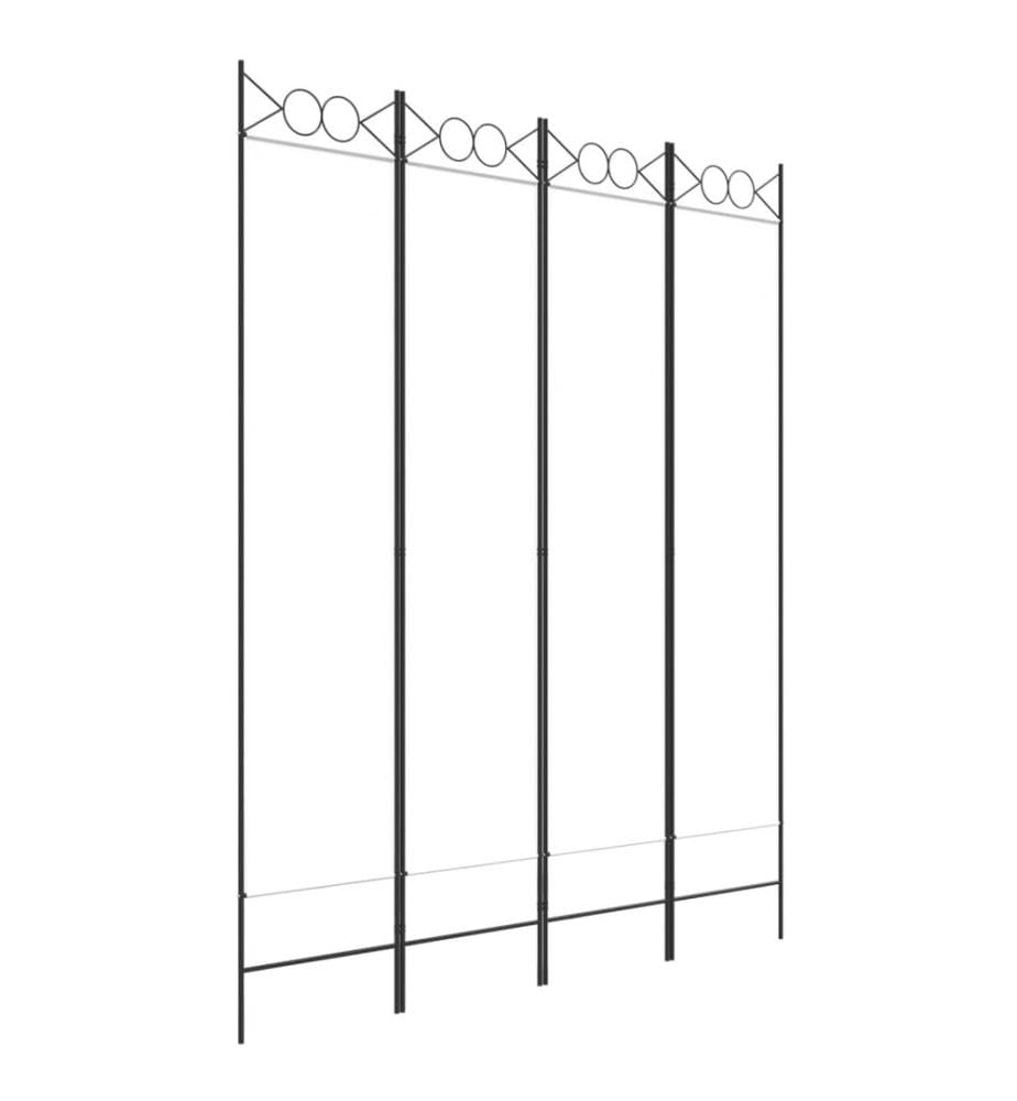 4-tlg. Paravent Weiss 160x200 cm Stoff