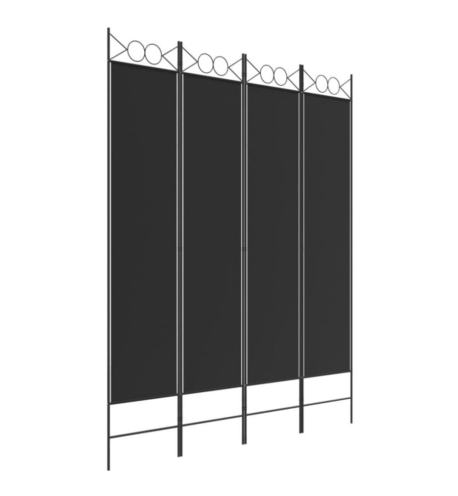4-tlg. Paravent Schwarz 160x200 cm Stoff
