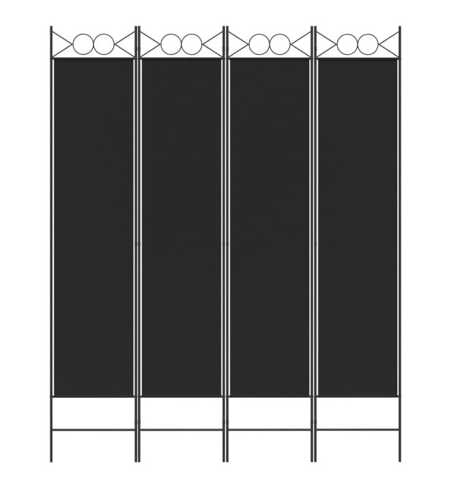 4-tlg. Paravent Schwarz 160x200 cm Stoff