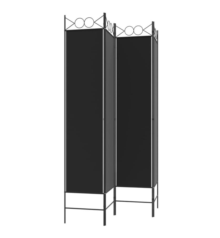 4-tlg. Paravent Schwarz 160x200 cm Stoff