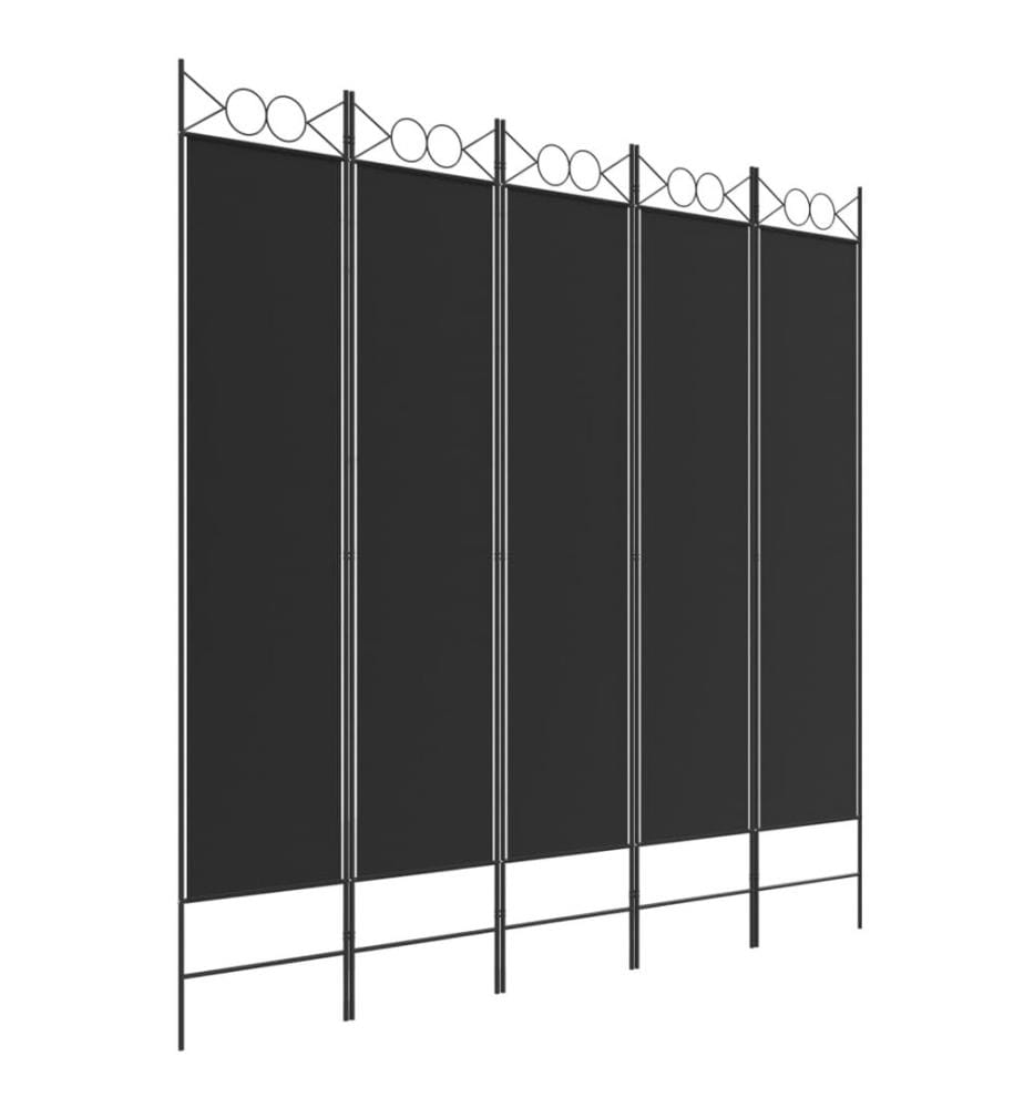 5-tlg. Paravent Schwarz 200x200 cm Stoff