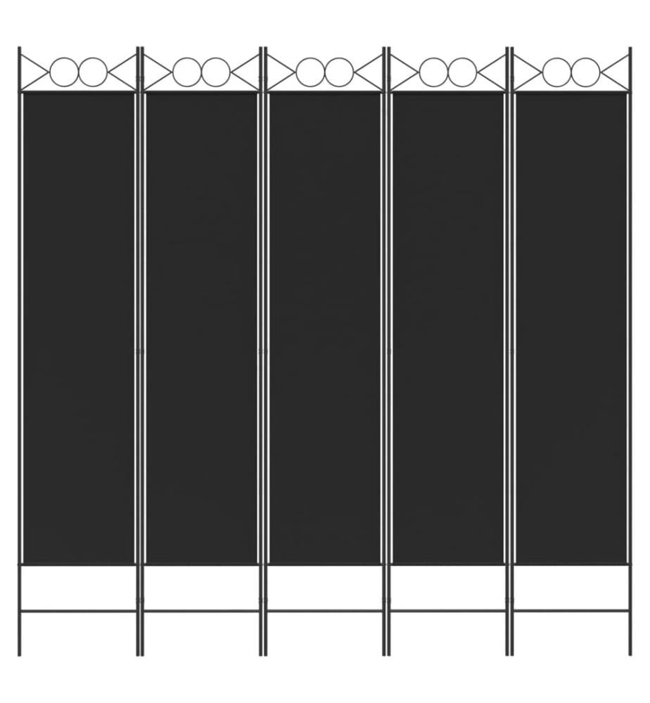 5-tlg. Paravent Schwarz 200x200 cm Stoff