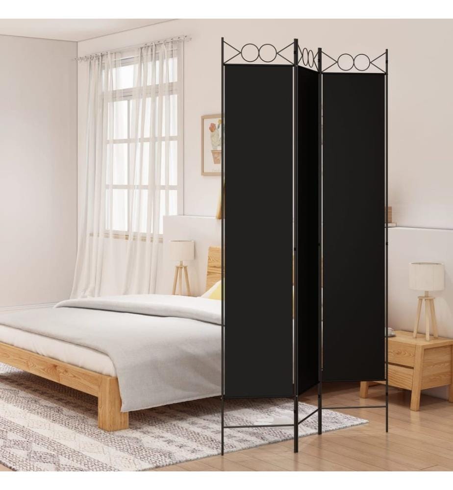 3-tlg. Paravent Schwarz 120x220 cm Stoff
