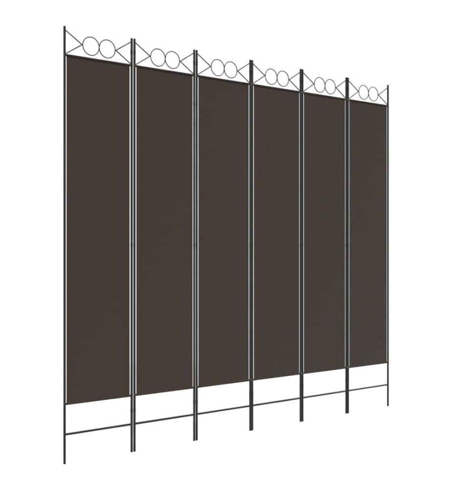 6-tlg. Paravent Braun 200x220 cm Stoff