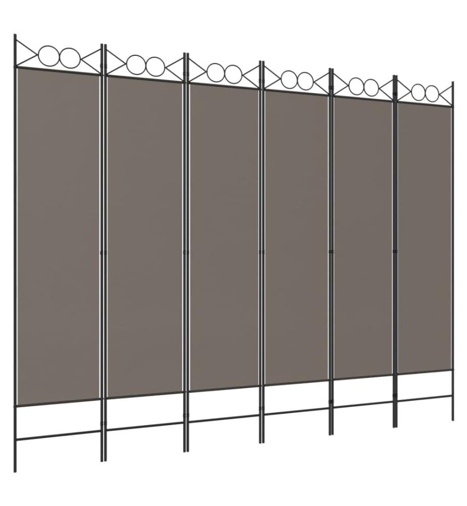 6-tlg. Paravent Anthrazit 240x220 cm Stoff