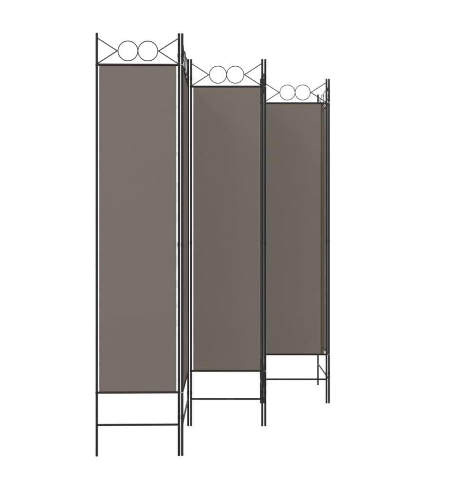 6-tlg. Paravent Anthrazit 240x220 cm Stoff