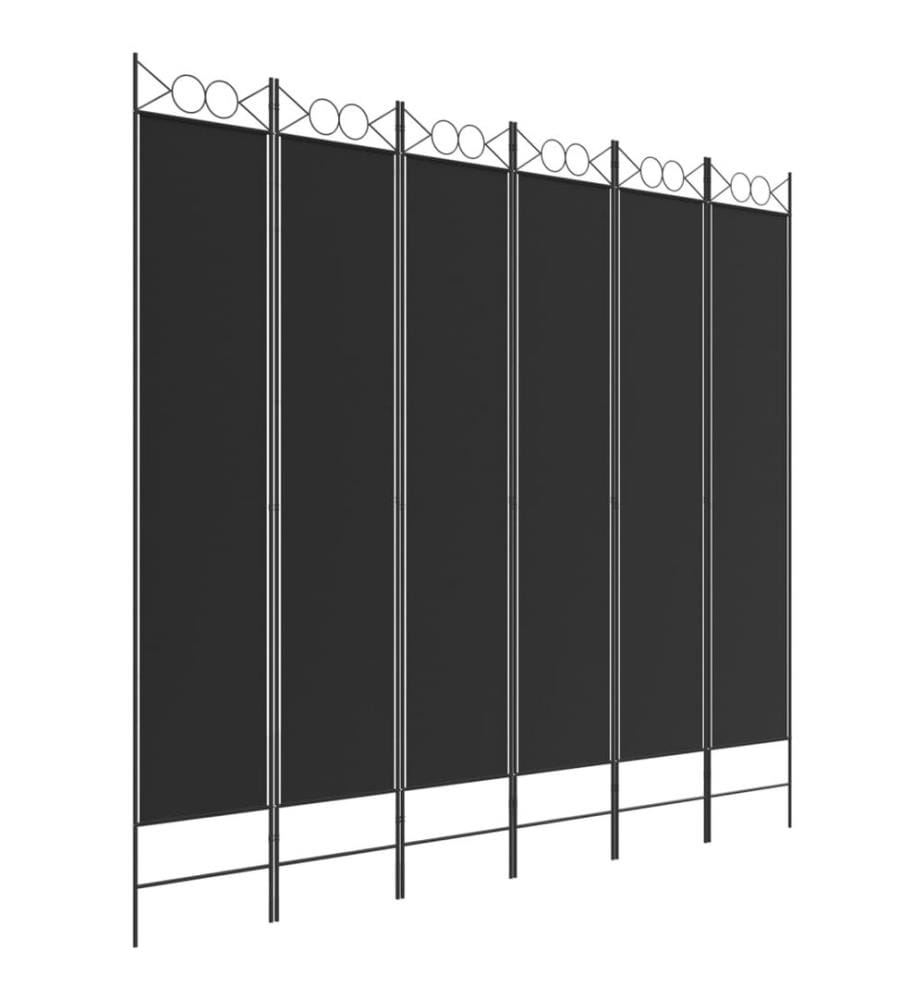 6-tlg. Paravent Schwarz 240x220 cm Stoff