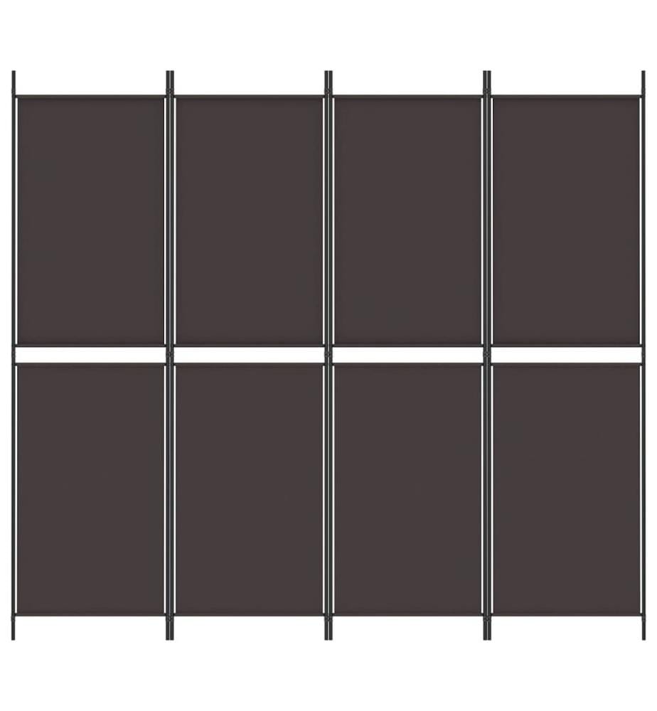 Cloison de séparation 4 panneaux Marron 200x180 cm Tissu