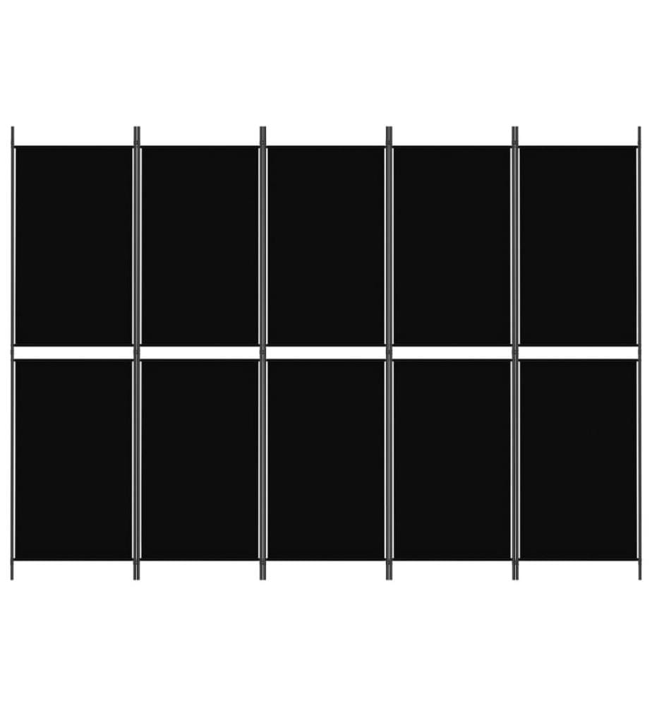 5-tlg. Paravent Schwarz 250x180 cm Stoff