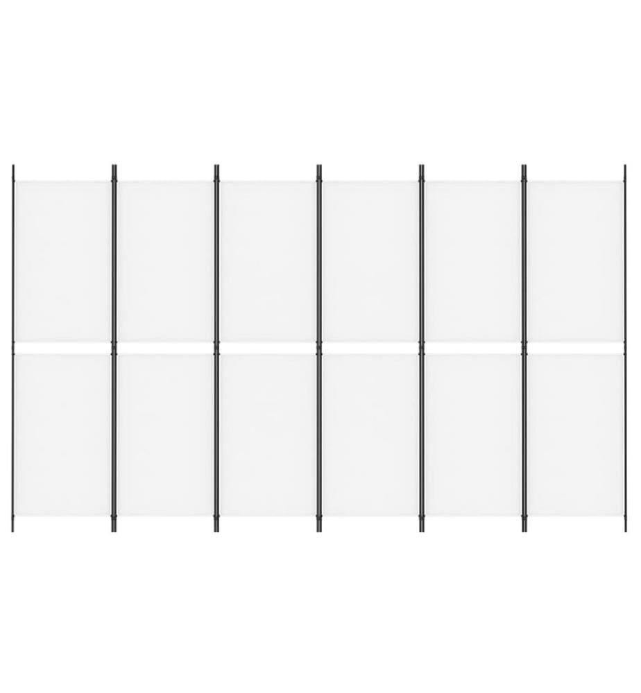 6-tlg. Paravent Weiss 300x180 cm Stoff