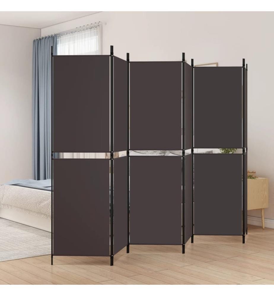 6-tlg. Paravent Braun 300x180 cm Stoff