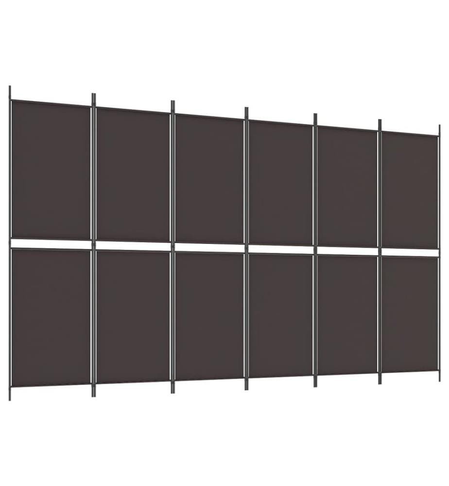 6-tlg. Paravent Braun 300x180 cm Stoff