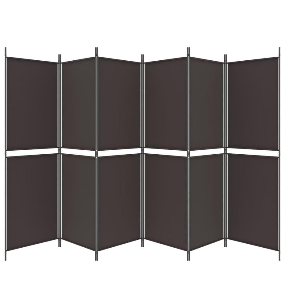 6-tlg. Paravent Braun 300x180 cm Stoff