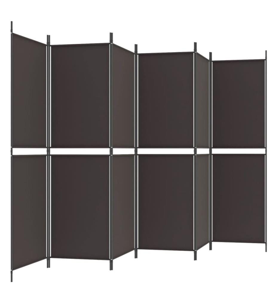 6-tlg. Paravent Braun 300x180 cm Stoff