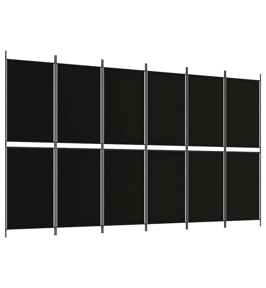 6-tlg. Paravent Schwarz 300x180 cm Stoff