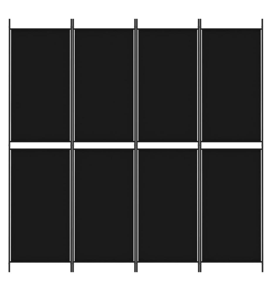 4-tlg. Paravent Schwarz 200x200 cm Stoff
