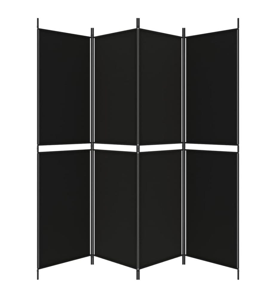 4-tlg. Paravent Schwarz 200x200 cm Stoff