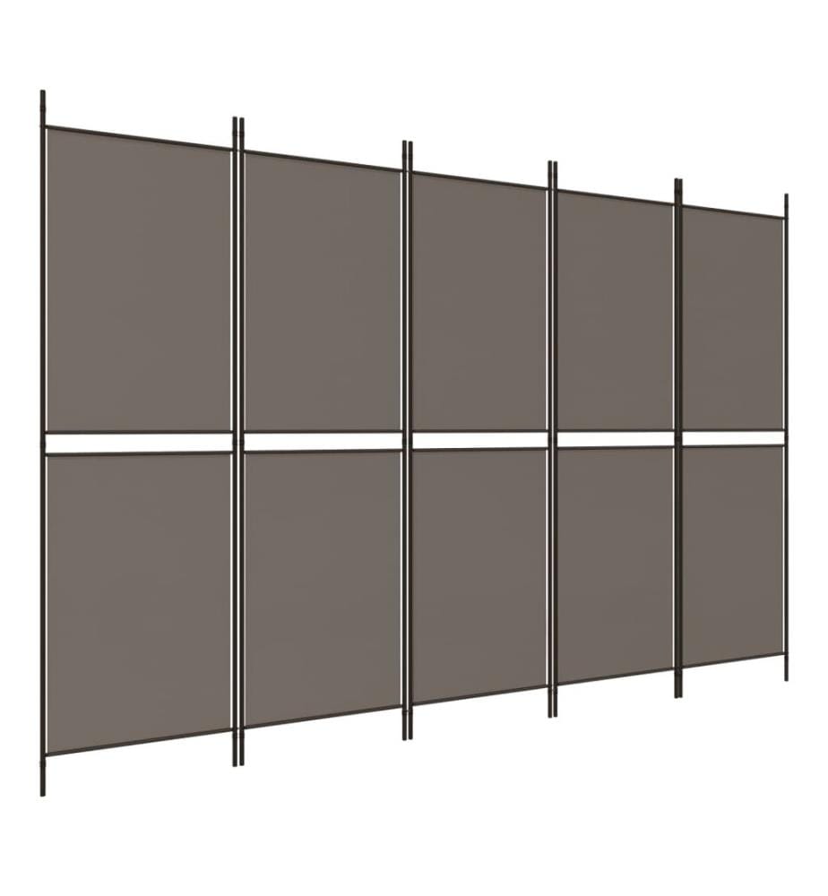 5-tlg. Paravent Anthrazit 250x200 cm Stoff