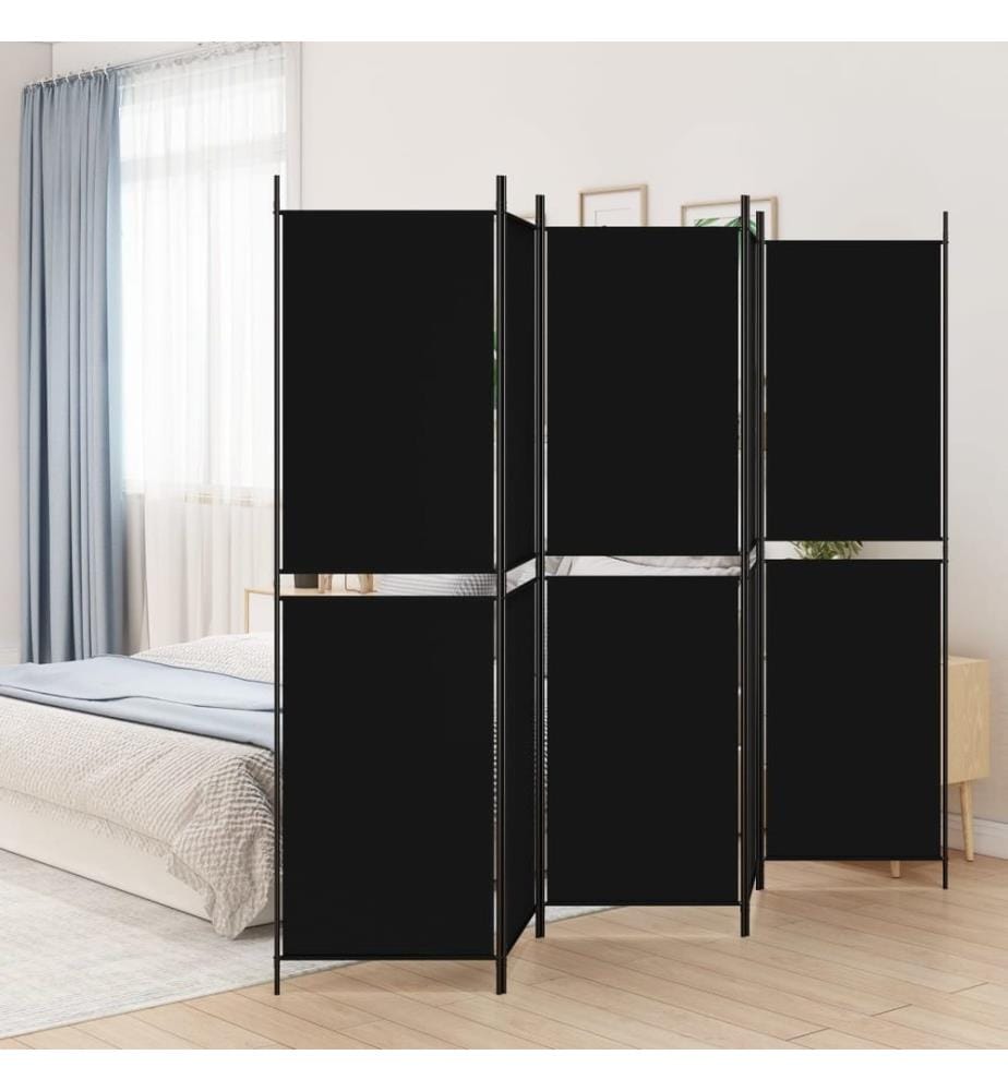 5-tlg. Paravent Schwarz 250x200 cm Stoff