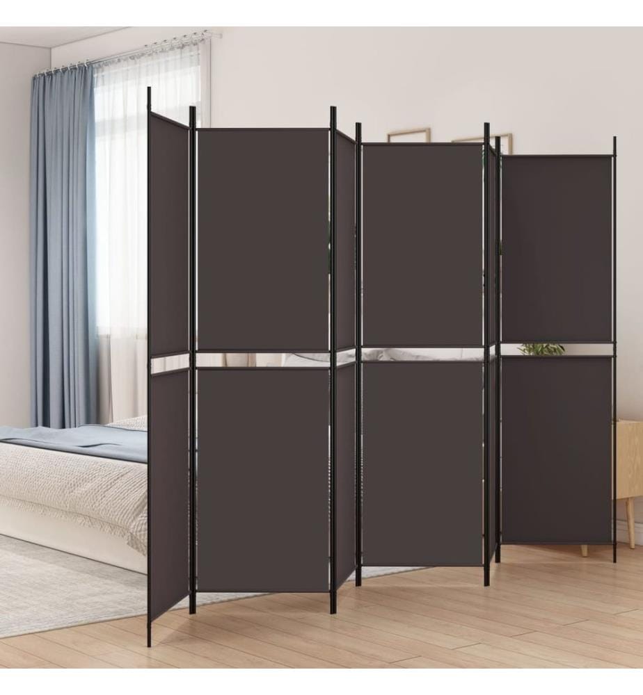 6-tlg. Paravent Braun 300x200 cm Stoff