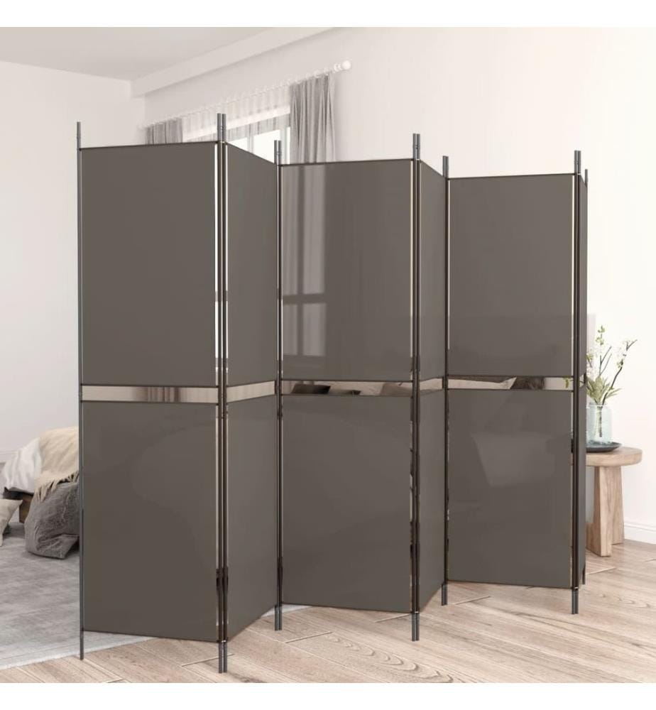 6-tlg. Paravent Anthrazit 300x200 cm Stoff